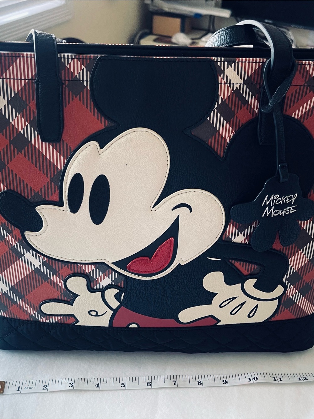 Loungefly Disney Red Plaid Tote Bag